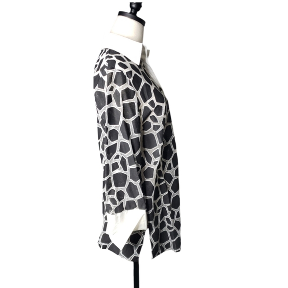 Mischa Netting Sheer Animal Geometric Abstract Rhinestone Tunic Contrast Top M - Picture 5 of 12